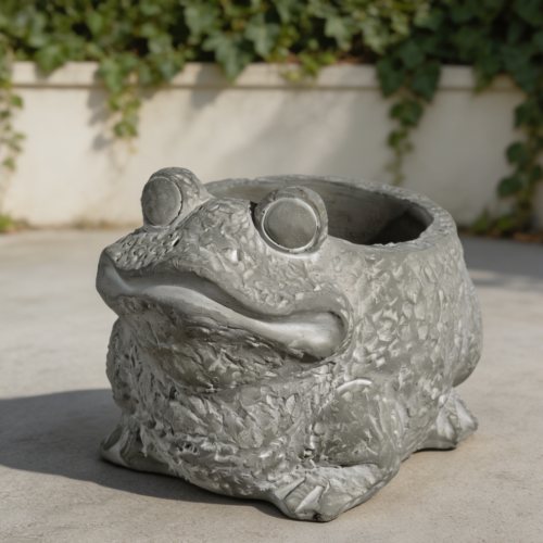 Large Natural Frog Cement Planter