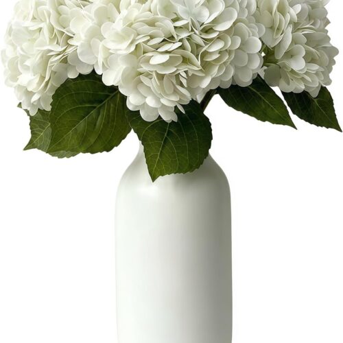 3 Pcs 21″ White Real Touch Latex Hydrangea Stems