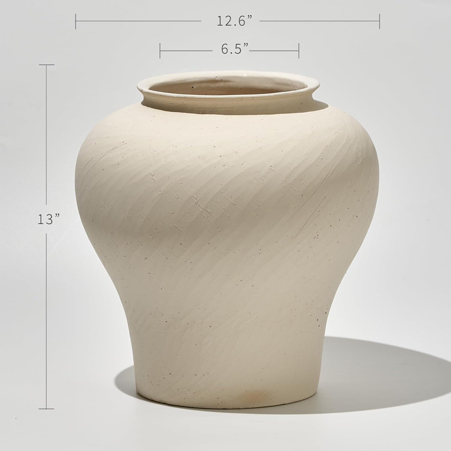 13" White Zen Style Ceramic Vase - Image 2