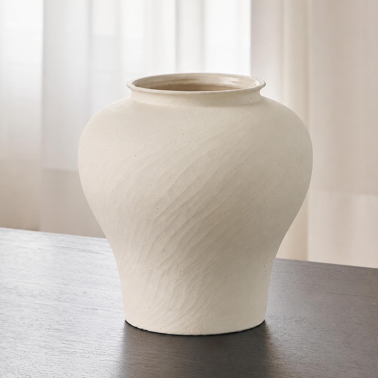 13" White Zen Style Ceramic Vase