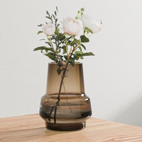 7.3″ Amber Wide Mouth Glass Bud Vase