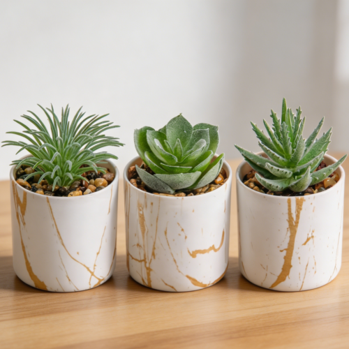 3-Pack Small Potted Artificial Succulents