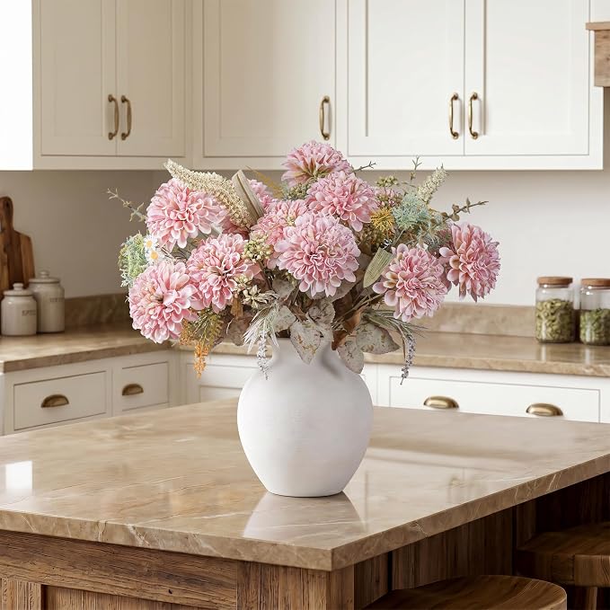 2-Pack Pink 10-Head Silk Ball Mum Stems - Image 2